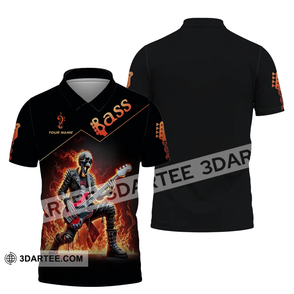 Unisex Shirt - Custom Name Fire Bass Polo / S T-Shirt