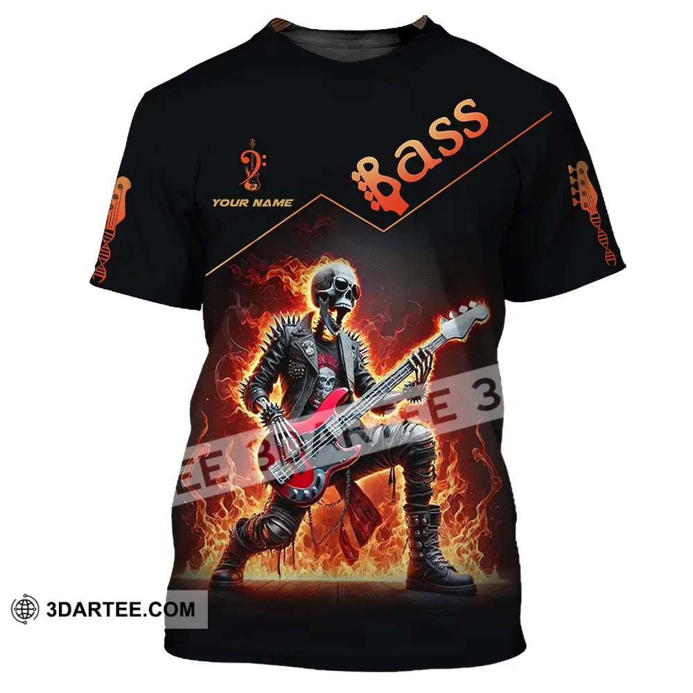 Unisex Shirt - Custom Name Fire Bass T-Shirt / S T-Shirt