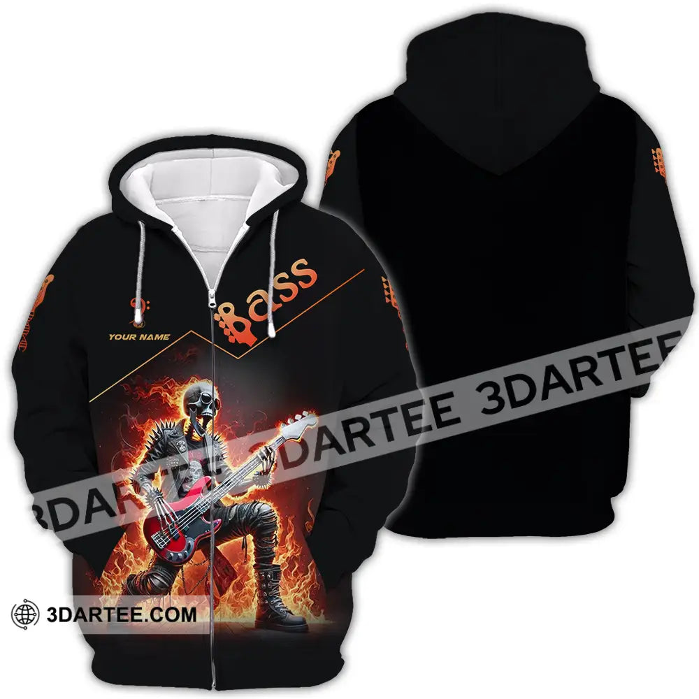 Unisex Shirt - Custom Name Fire Bass Zipper Hoodie / S T-Shirt