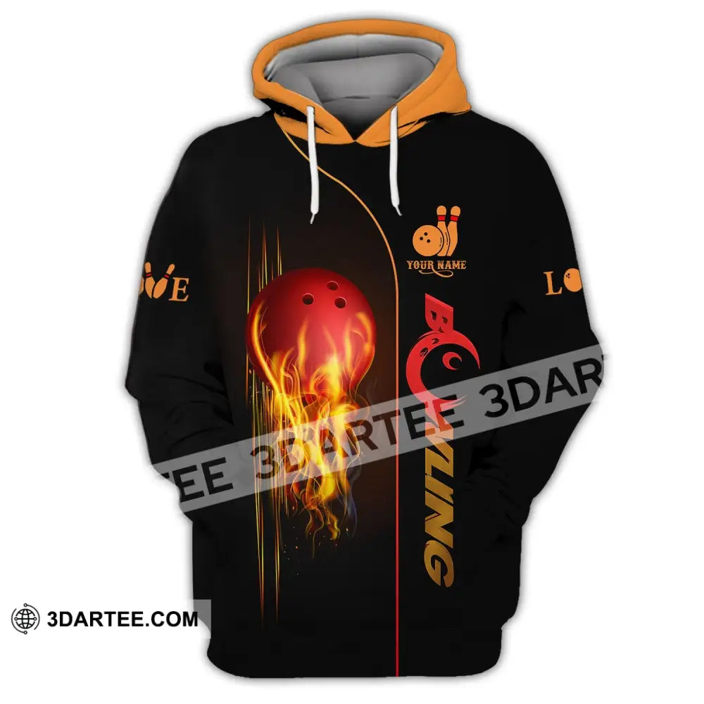 Unisex Shirt - Custom Name Fire Bowling Shirt - Hoodie / S - T-shirt