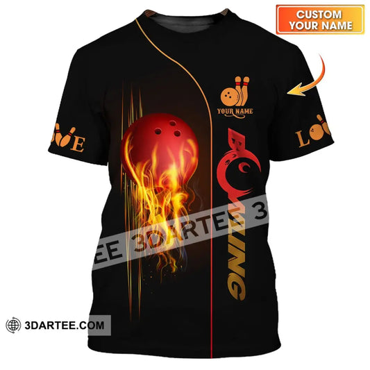 Unisex Shirt - Custom Name Fire Bowling Shirt - T-shirt