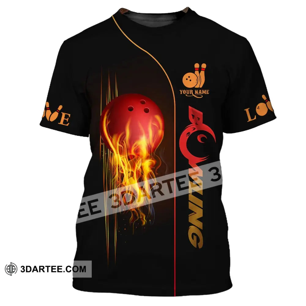 Unisex Shirt - Custom Name Fire Bowling Shirt - T-Shirt / S - T-shirt