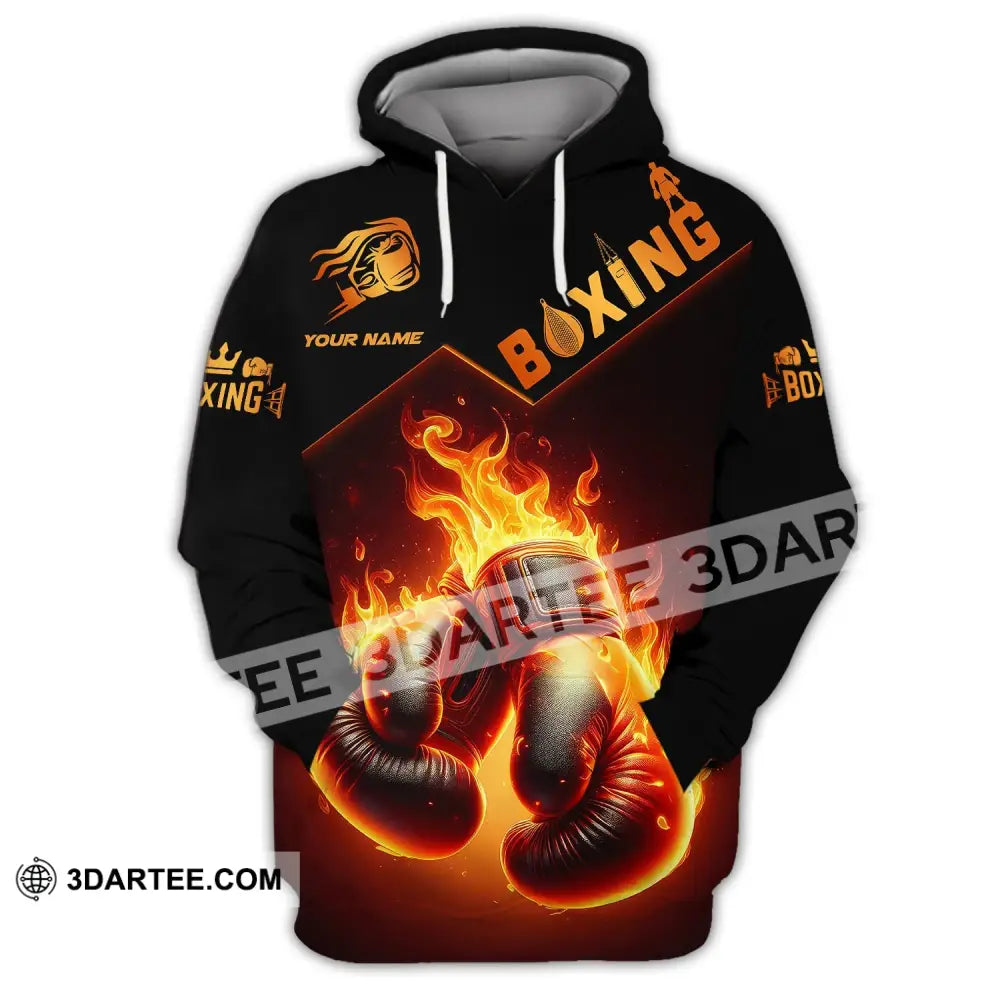 Unisex Shirt - Custom Name Fire Boxing Gloves Hoodie / S T-Shirt