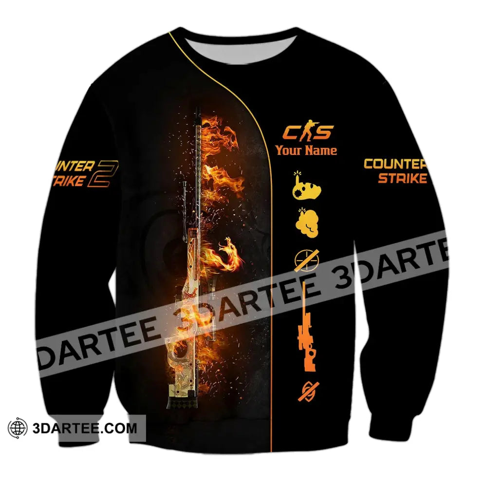 Unisex Shirt - Custom Name Fire Cs Long Sleeve / S T-Shirt