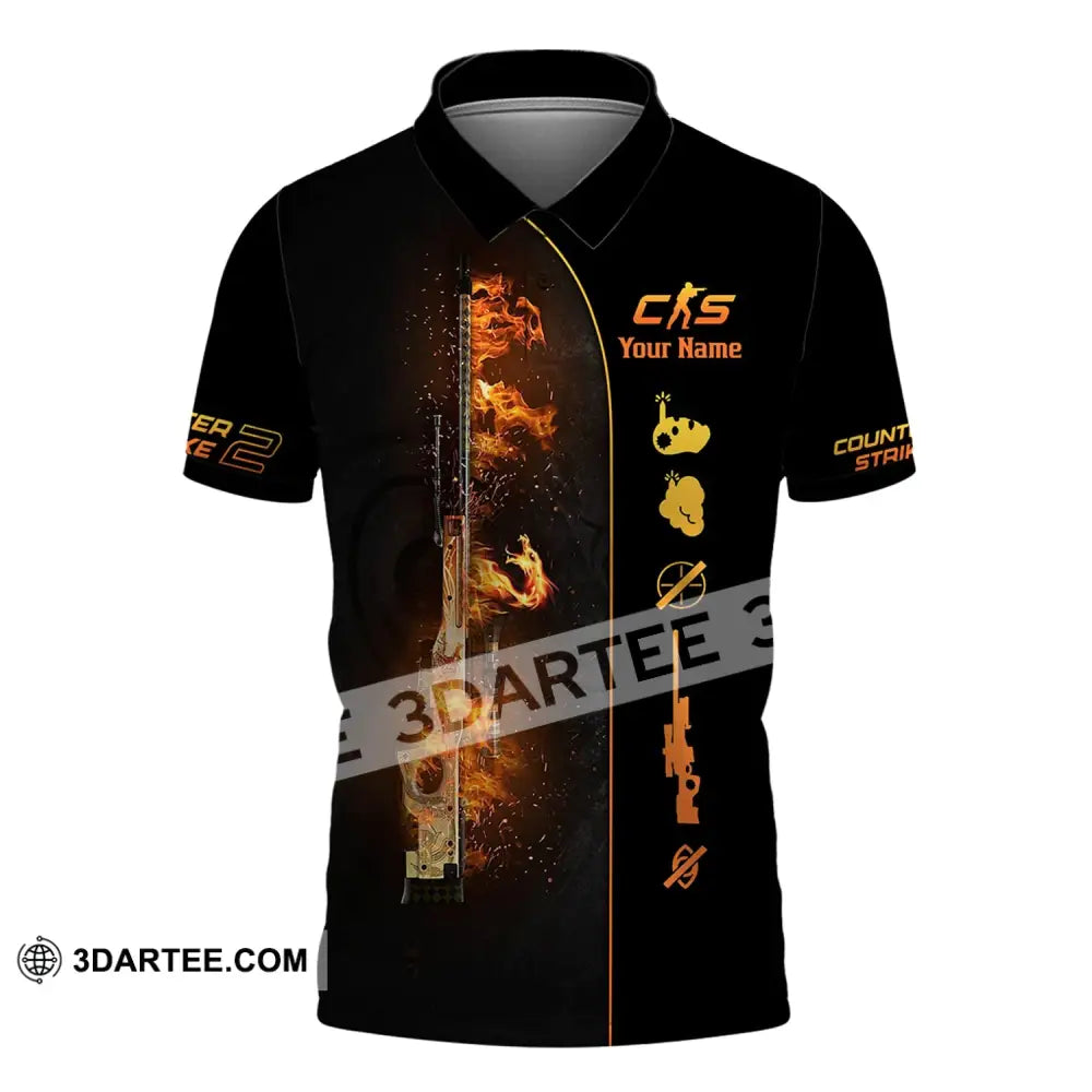 Unisex Shirt - Custom Name Fire Cs Polo / S T-Shirt