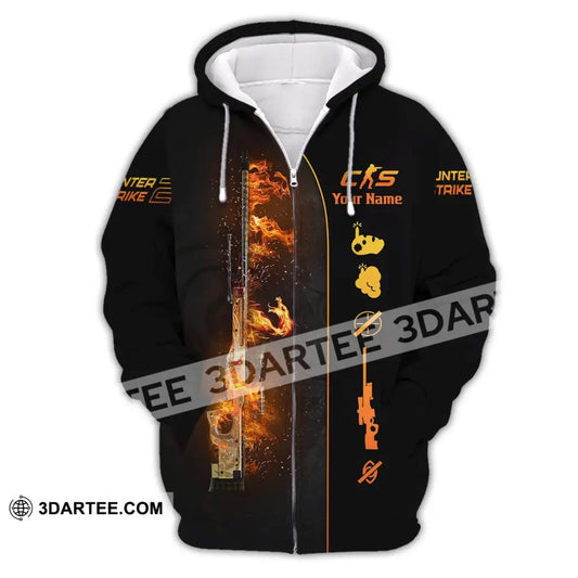 Unisex Shirt - Custom Name Fire Cs Zipper Hoodie / S T-Shirt