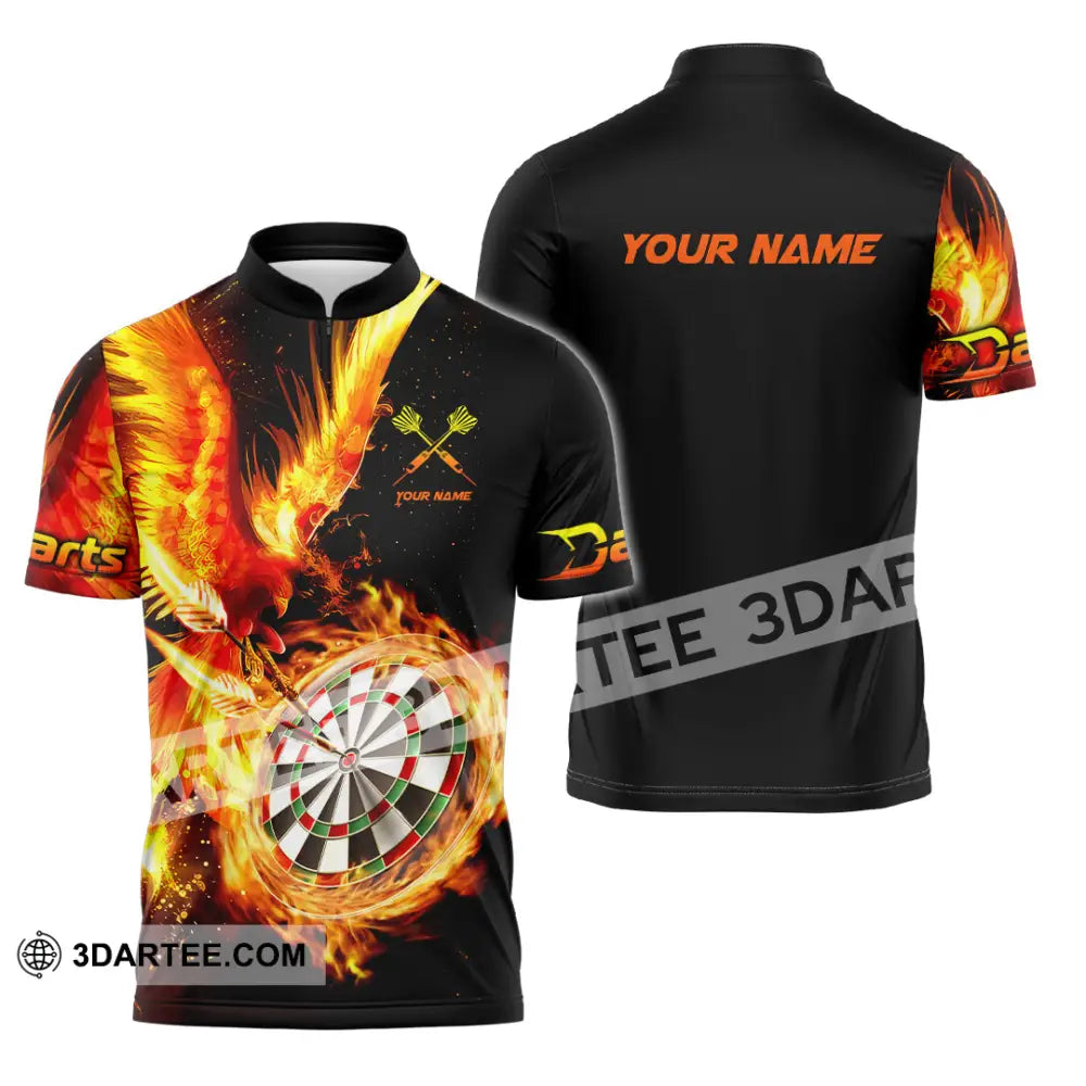 Unisex Shirt - Custom Name Fire Darts Sport Zipper Polo / S T-Shirt