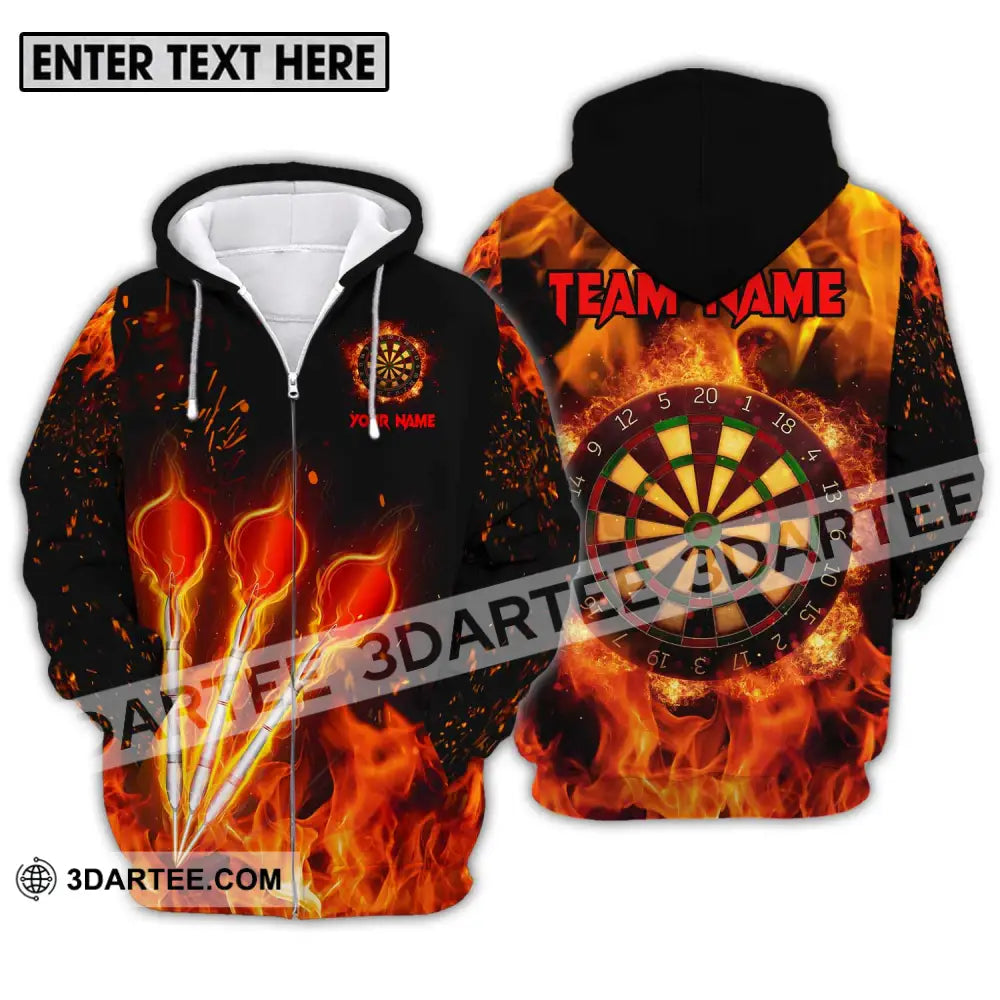 Unisex Shirt - Custom Name Fire Darts Zipper Hoodie / S T-Shirt