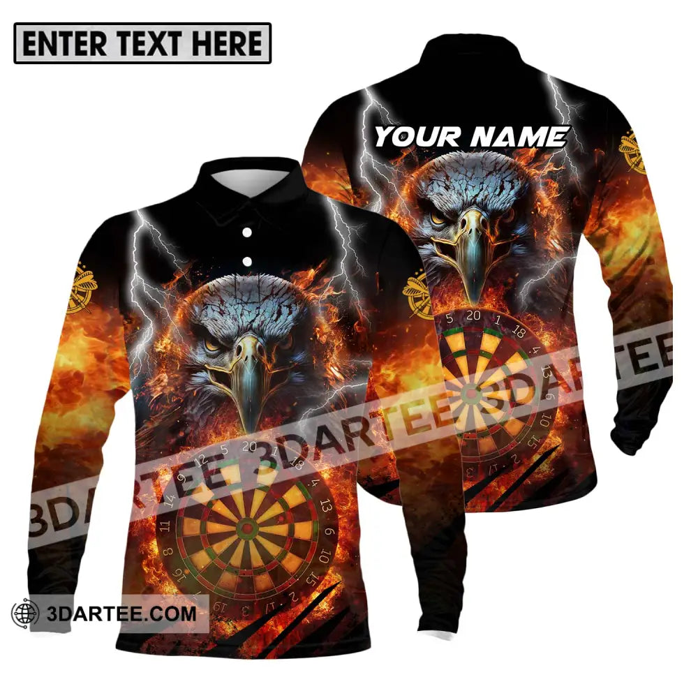 Unisex Shirt - Custom Name Fire Eagle Darts Long Sleeve Polo / S T-Shirt