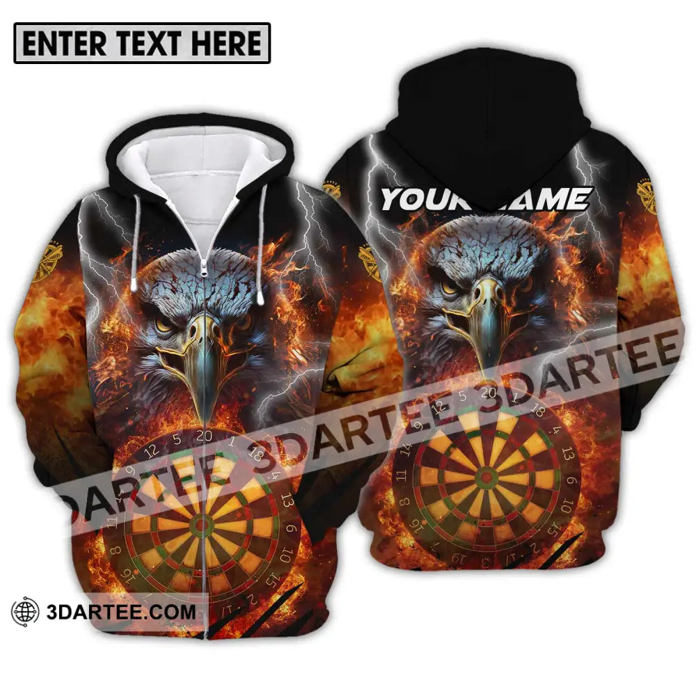 Unisex Shirt - Custom Name Fire Eagle Darts Zipper Hoodie / S T-Shirt