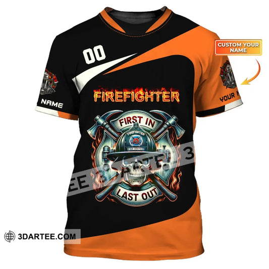 Unisex Shirt Custom Name Fire Fighter T-Shirt For Firefighter T-Shirt Polo