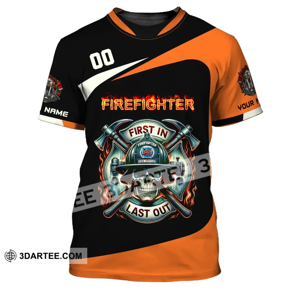 Unisex Shirt Custom Name Fire Fighter T-Shirt For Firefighter T-Shirt Polo / S