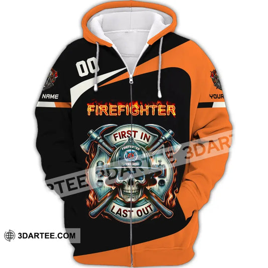 Unisex Shirt Custom Name Fire Fighter T-Shirt For Firefighter T-Shirt Polo Zipper Hoodie / S