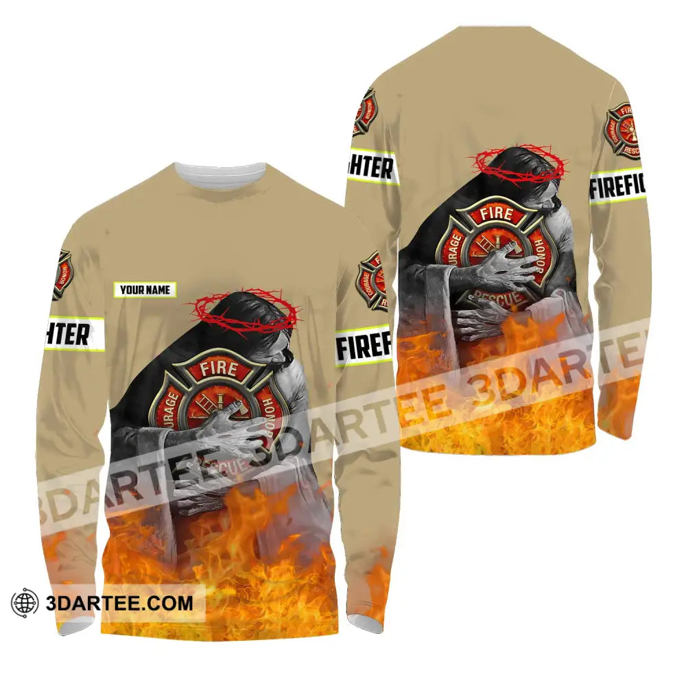 Unisex Shirt - Custom Name Fire Honor Long Sleeve / S T-Shirt