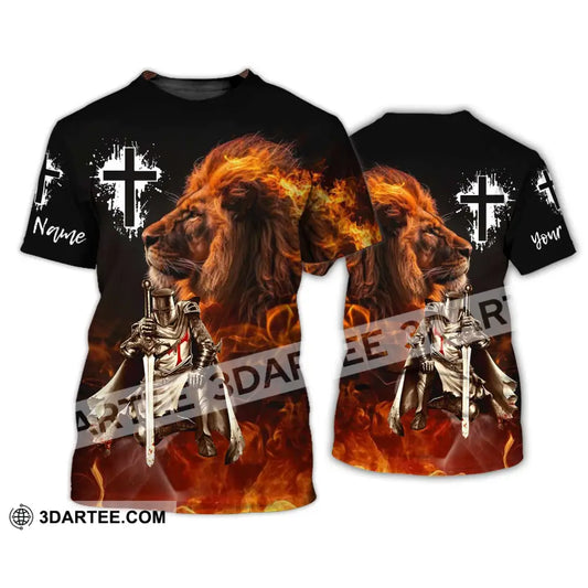 Unisex Shirt - Custom Name Fire Lion Warrior T-Shirt / S T-Shirt