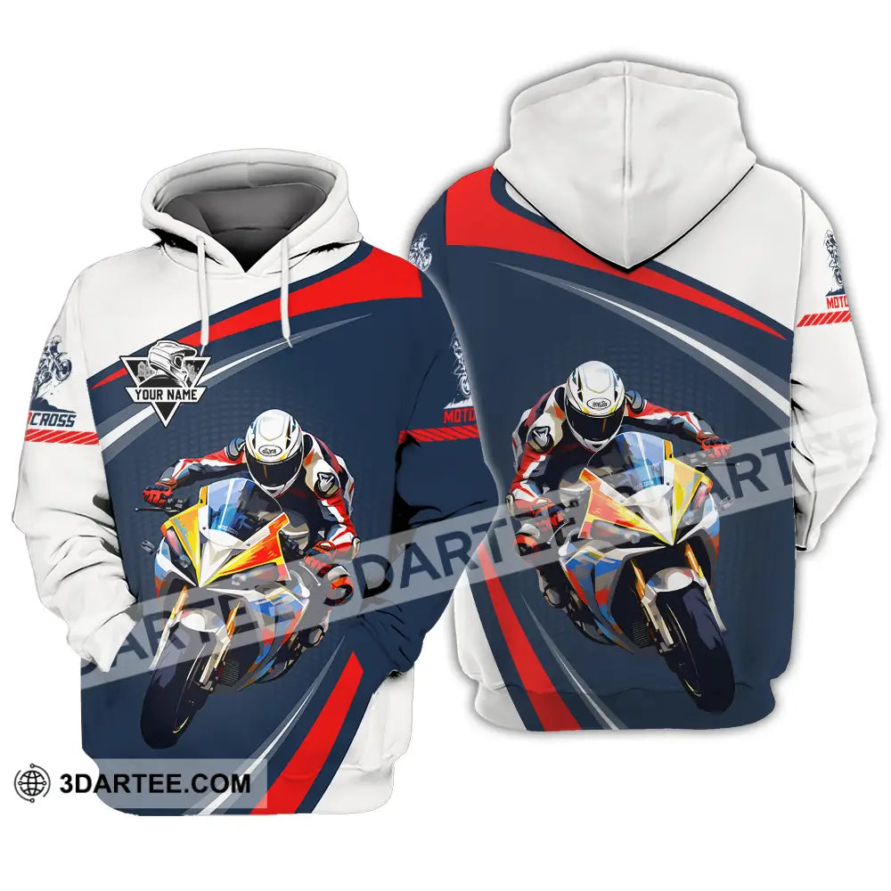 Unisex Shirt - Custom Name Fire Motobike For Player Motocross Hoodie / S T-Shirt