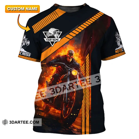 Unisex Shirt - Custom Name Fire Motobike For Player T-Shirt