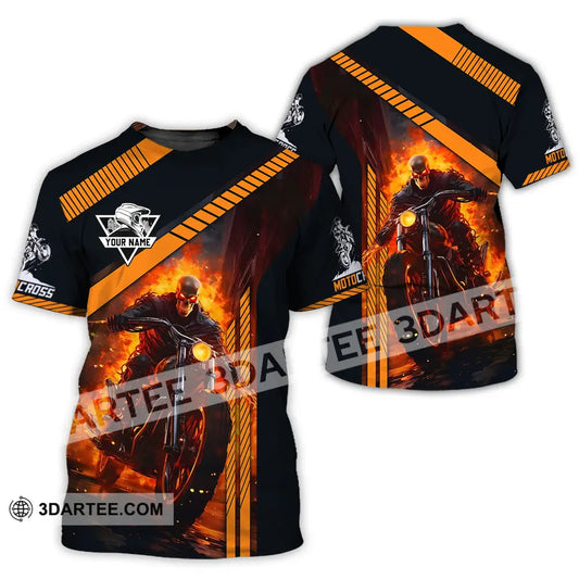 Unisex Shirt - Custom Name Fire Motobike For Player T-Shirt / S T-Shirt