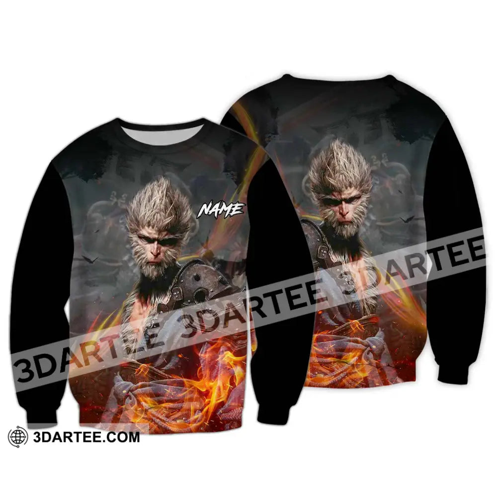 Unisex Shirt - Custom Name Fire Wukong Long Sleeve / S T-Shirt