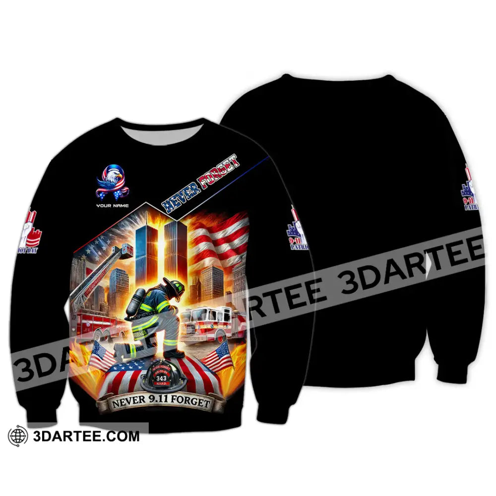 Unisex Shirt Custom Name Firefighter 911 Memorial Never Forget Long Sleeve / S T-Shirt