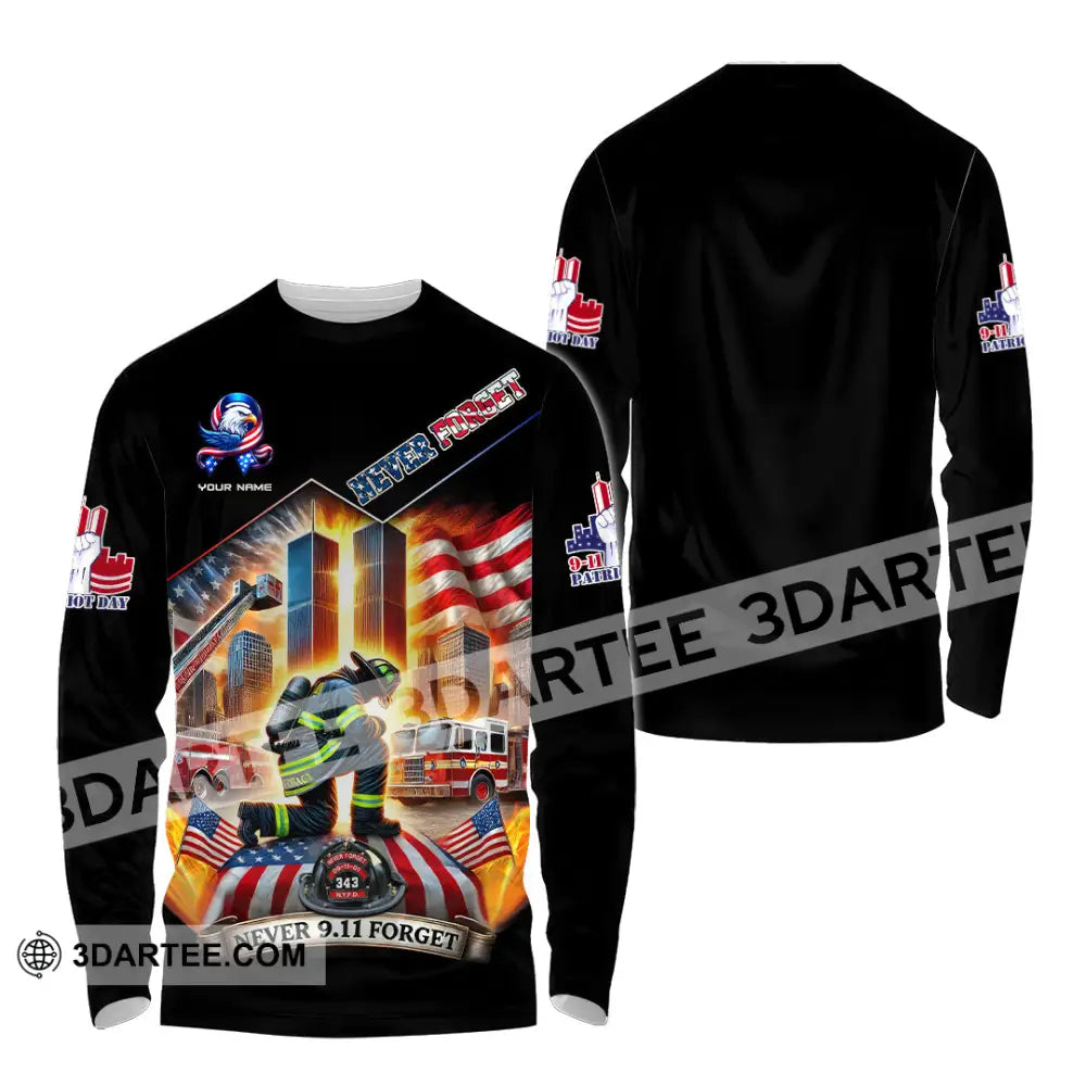 Unisex Shirt Custom Name Firefighter 911 Memorial Never Forget Long Sleeve / S T-Shirt