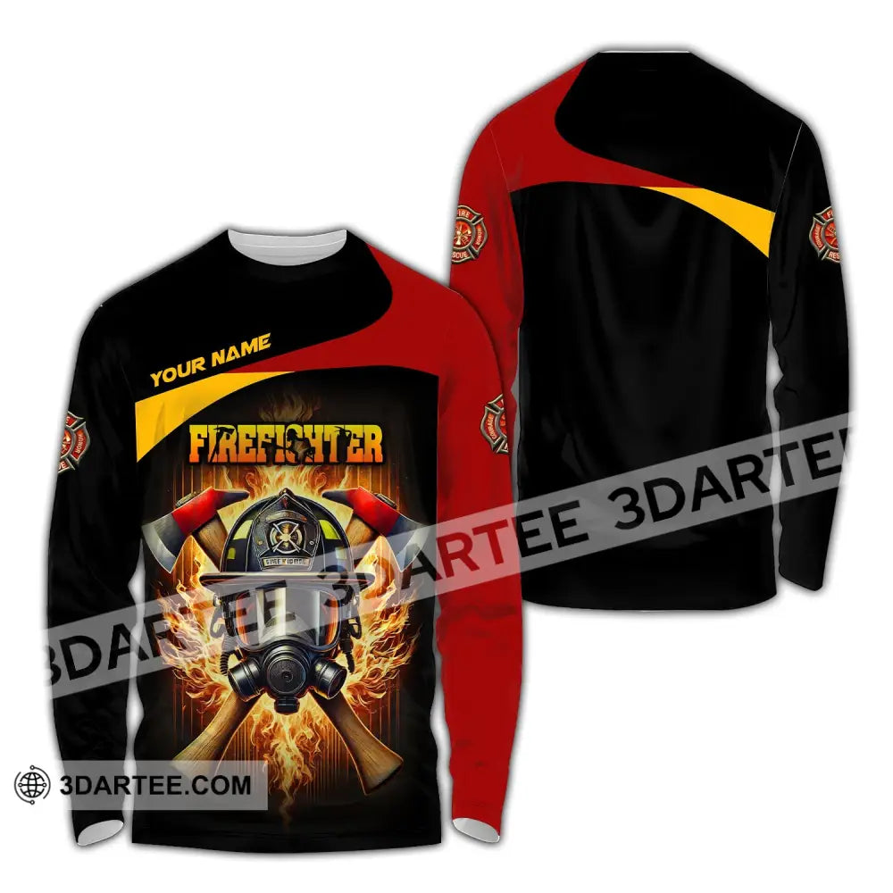 Unisex Shirt Custom Name Firefighter Hoodie Long Sleeve / S T-Shirt