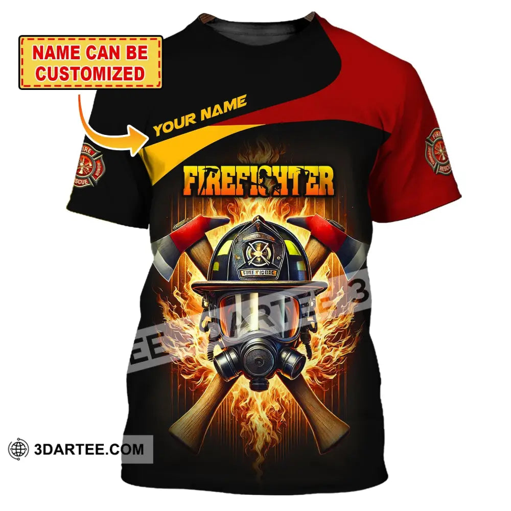 Unisex Shirt Custom Name Firefighter Hoodie Long Sleeve T-Shirt