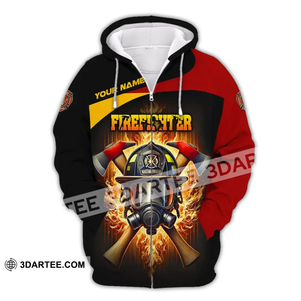 Unisex Shirt Custom Name Firefighter Hoodie Long Sleeve Zipper / S T-Shirt