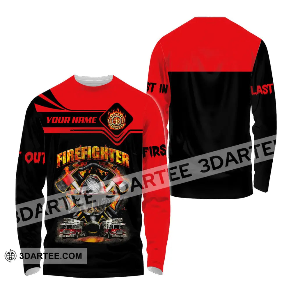 Unisex Shirt Custom Name Firefighter Memorial Fallen Firefighters 911 Long Sleeve / S T-Shirt