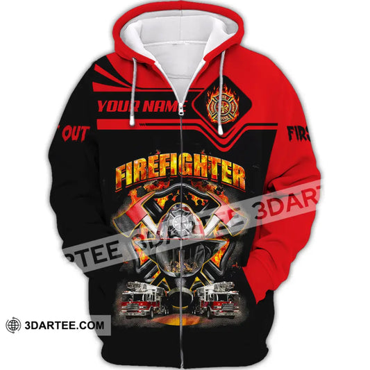 Unisex Shirt Custom Name Firefighter Memorial Fallen Firefighters 911 Zipper Hoodie / S T-Shirt