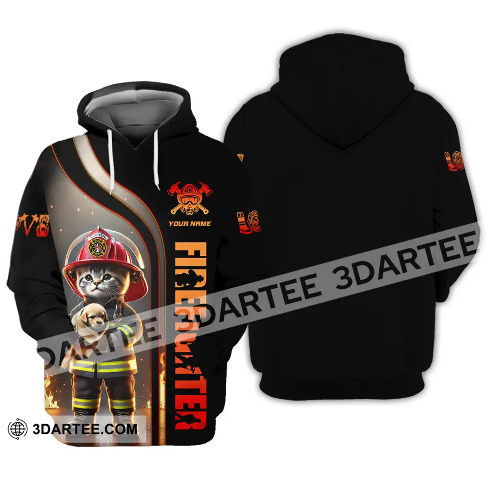 Unisex Shirt Custom Name Firefighter T-Shirt Hoodie Long Sleeve / S T-Shirt