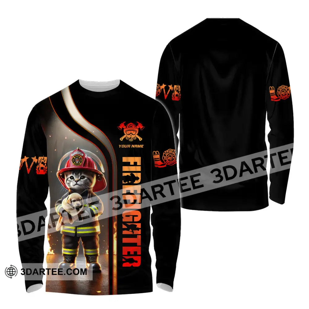 Unisex Shirt Custom Name Firefighter T-Shirt Hoodie Long Sleeve / S T-Shirt