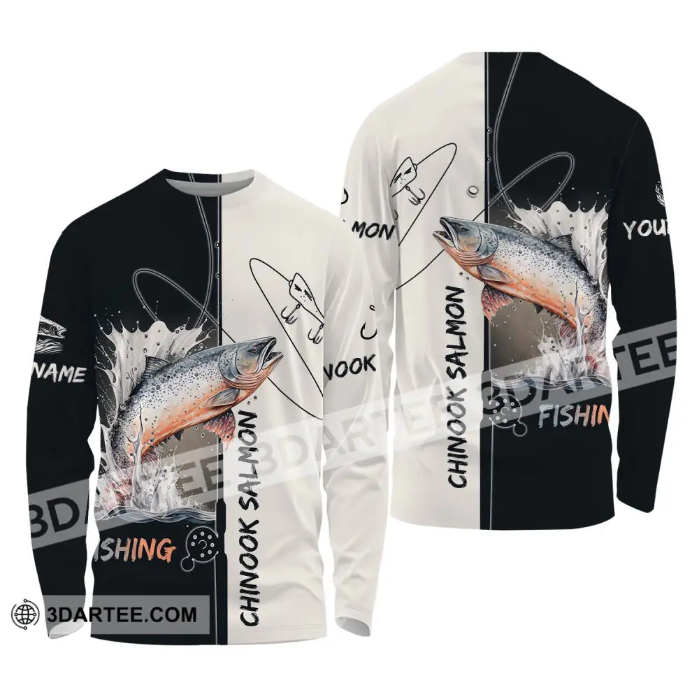 Unisex Shirt - Custom Name Fishing Lover Chinook Salmon Long Sleeve / S T-Shirt