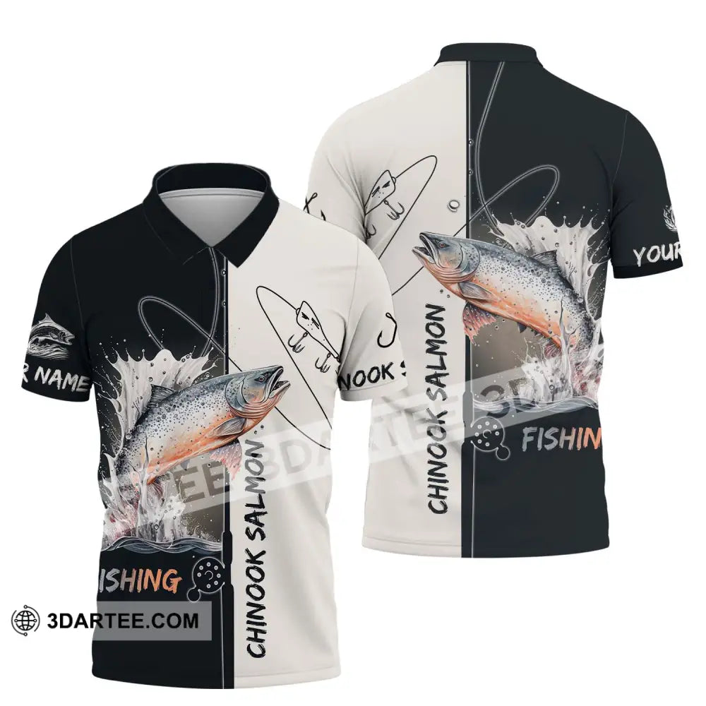 Unisex Shirt - Custom Name Fishing Lover Chinook Salmon Polo / S T-Shirt