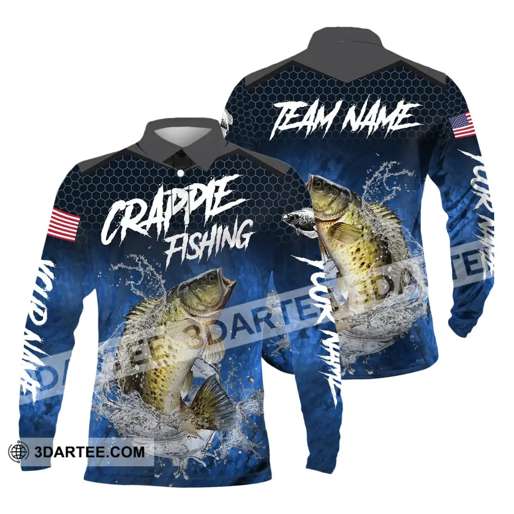 Unisex Shirt Custom Name Fishing Lover Crappie Hoodie Polo Long Sleeve / S T-Shirt