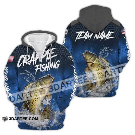 Unisex Shirt Custom Name Fishing Lover Crappie Hoodie Polo Long Sleeve Zipper / S T-Shirt