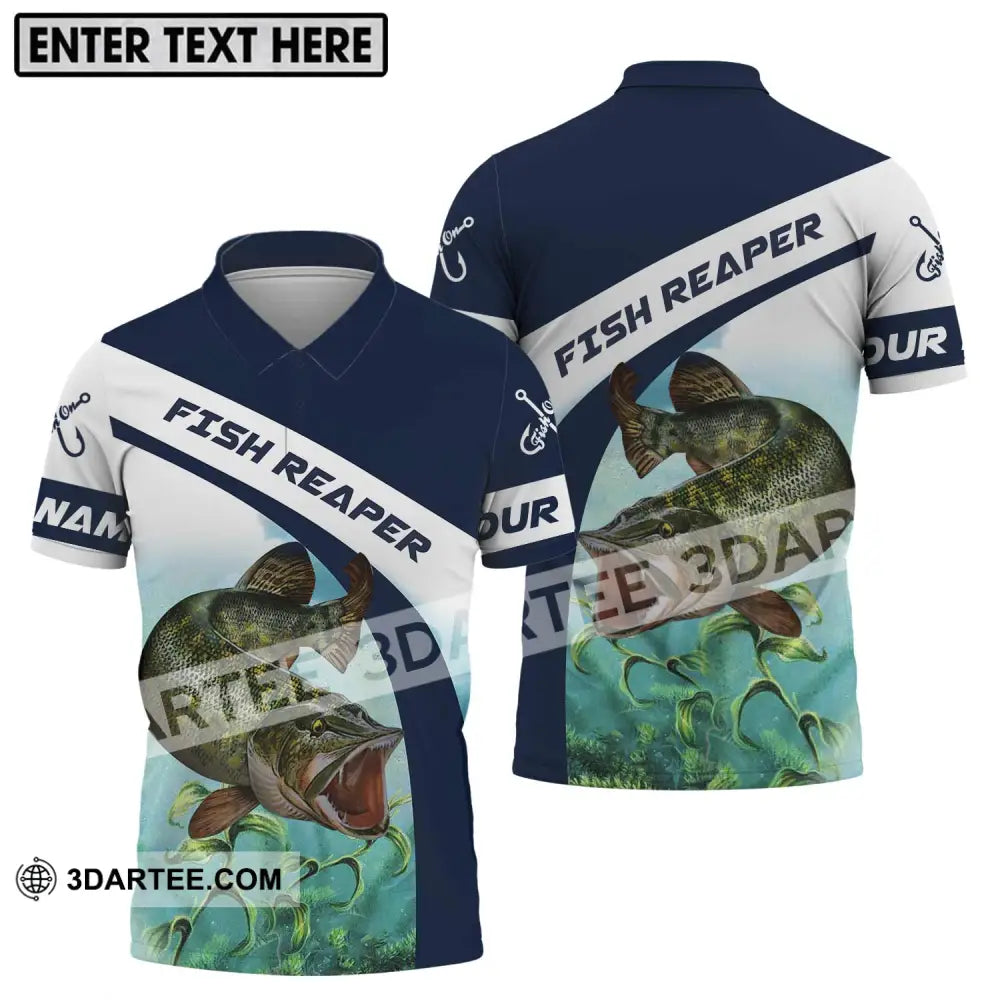 Unisex Shirt - Custom Name Fishing Lover Fish Reaper Polo / S T-Shirt