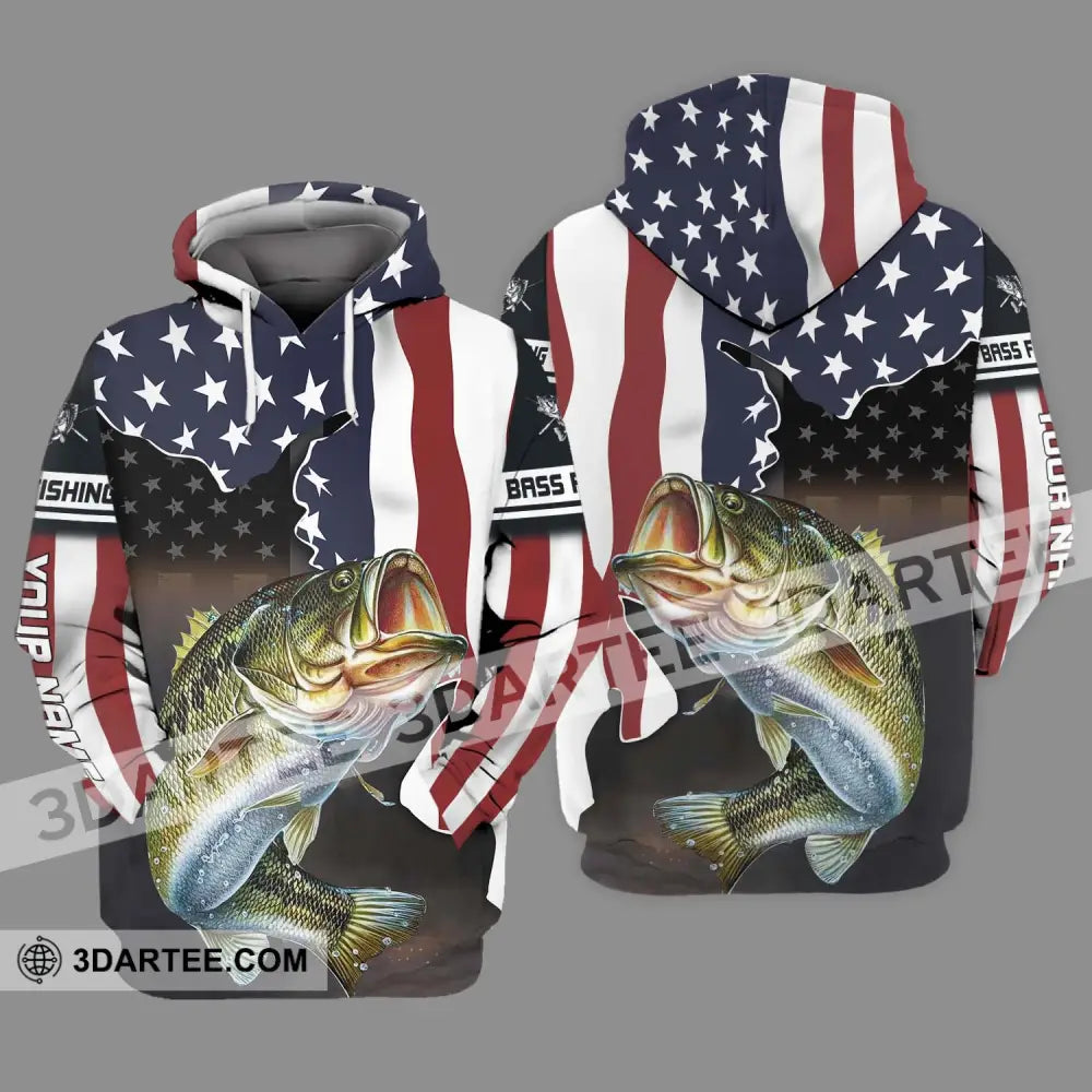 Unisex Shirt - Custom Name Fishing Lover Shirt US Flag Hoodie / S T-shirt