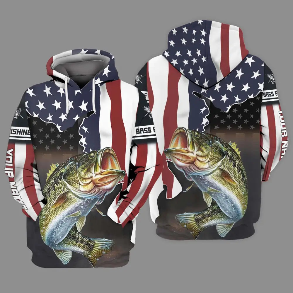 Unisex Shirt - Custom Name Fishing Lover Shirt US Flag Hoodie / S T-shirt