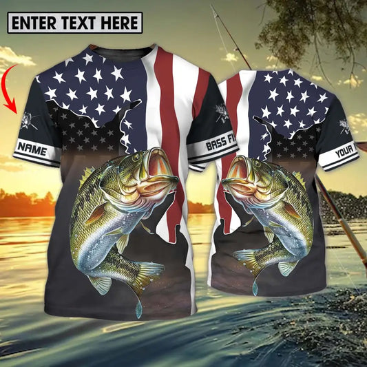 Unisex Shirt - Custom Name Fishing Lover Shirt US Flag T-shirt