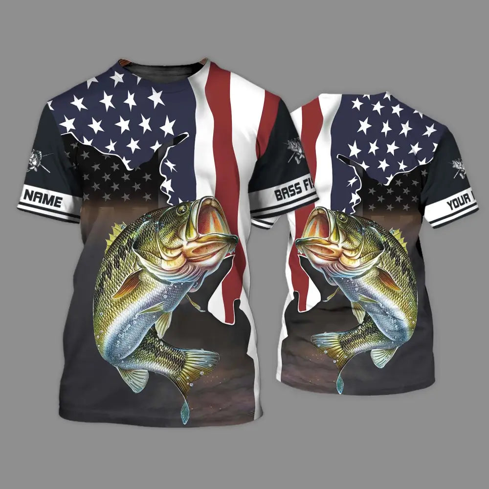 Unisex Shirt - Custom Name Fishing Lover Shirt US Flag T-Shirt / S T-shirt