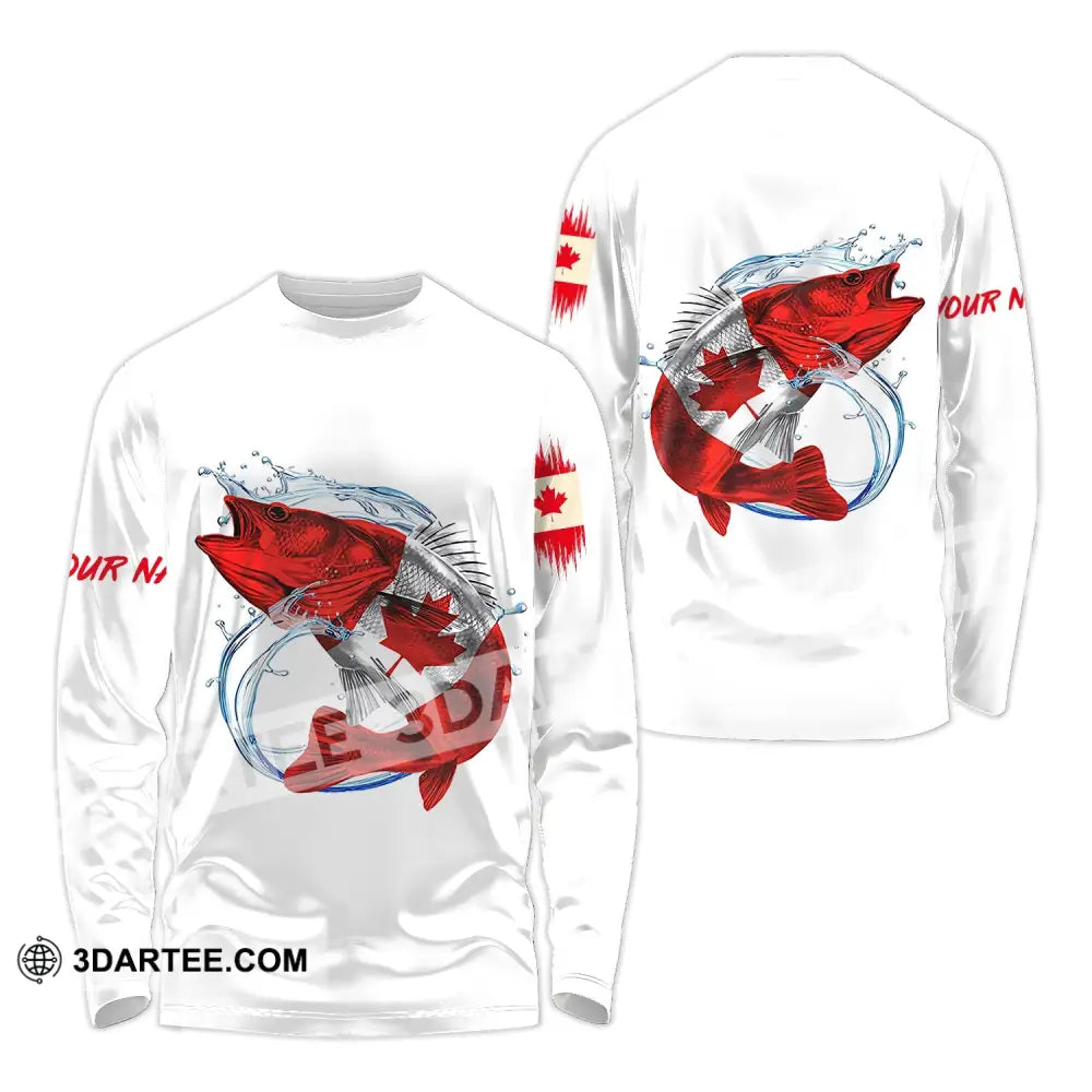 Unisex Shirt - Custom Name Fishing On Canada Long Sleeve / S T-Shirt