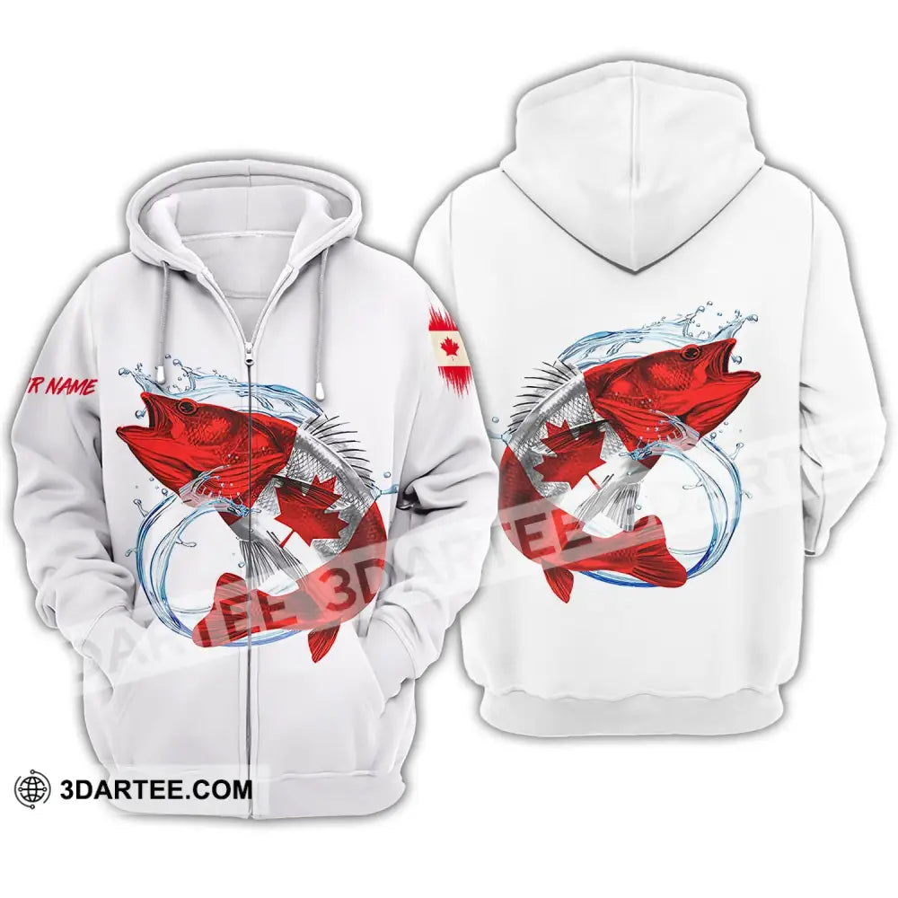 Unisex Shirt - Custom Name Fishing On Canada Zipper Hoodie / S T-Shirt