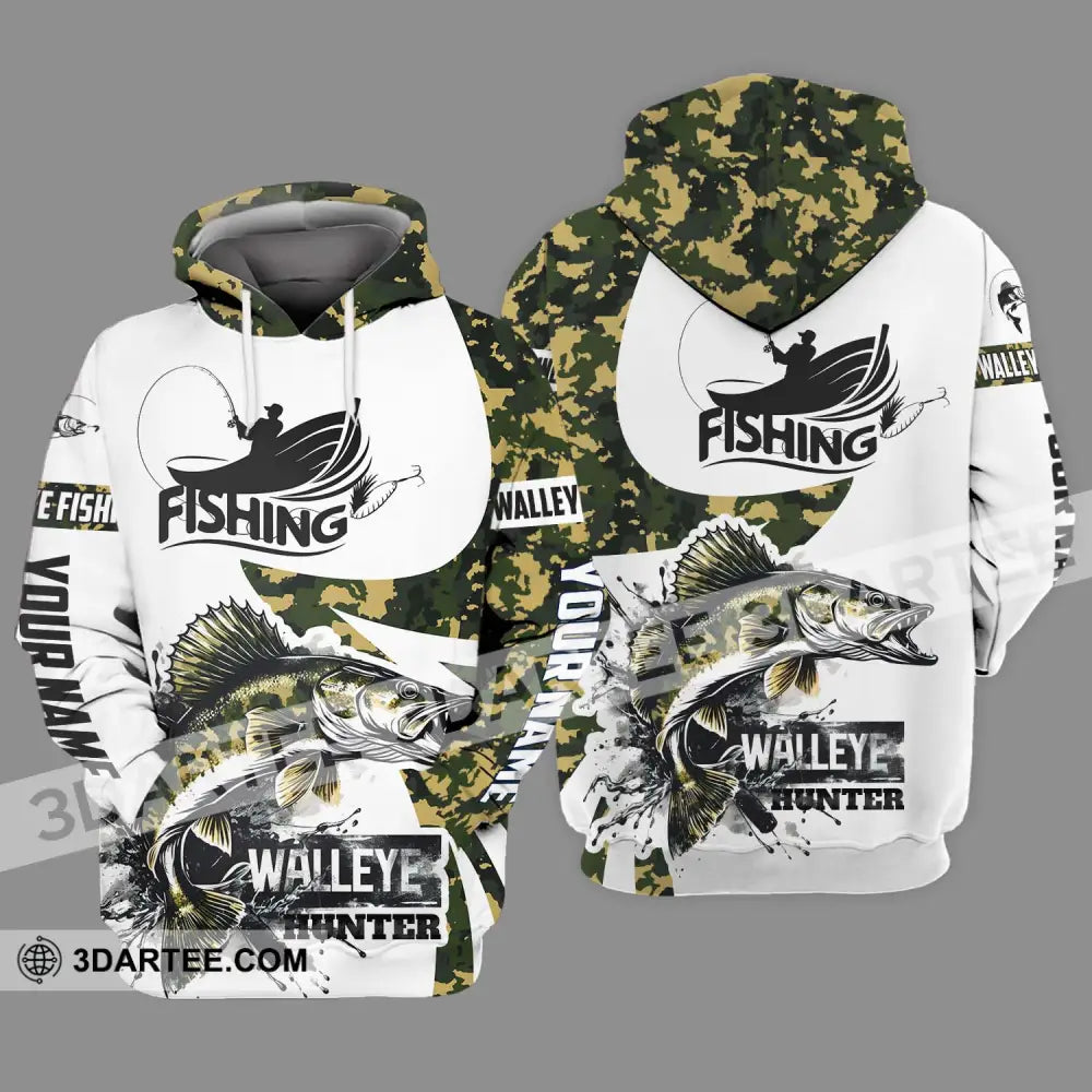 Unisex Shirt - Custom Name Fishing Walleye Fish Hunter Hoodie / S T-Shirt