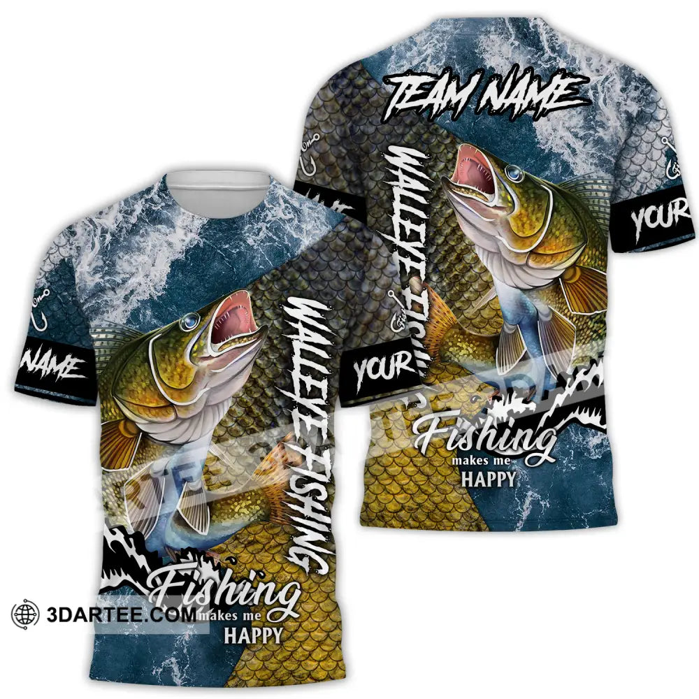 Unisex Shirt - Custom Name Fishing Shirt Walleye Fish T-Shirt / S T-shirt