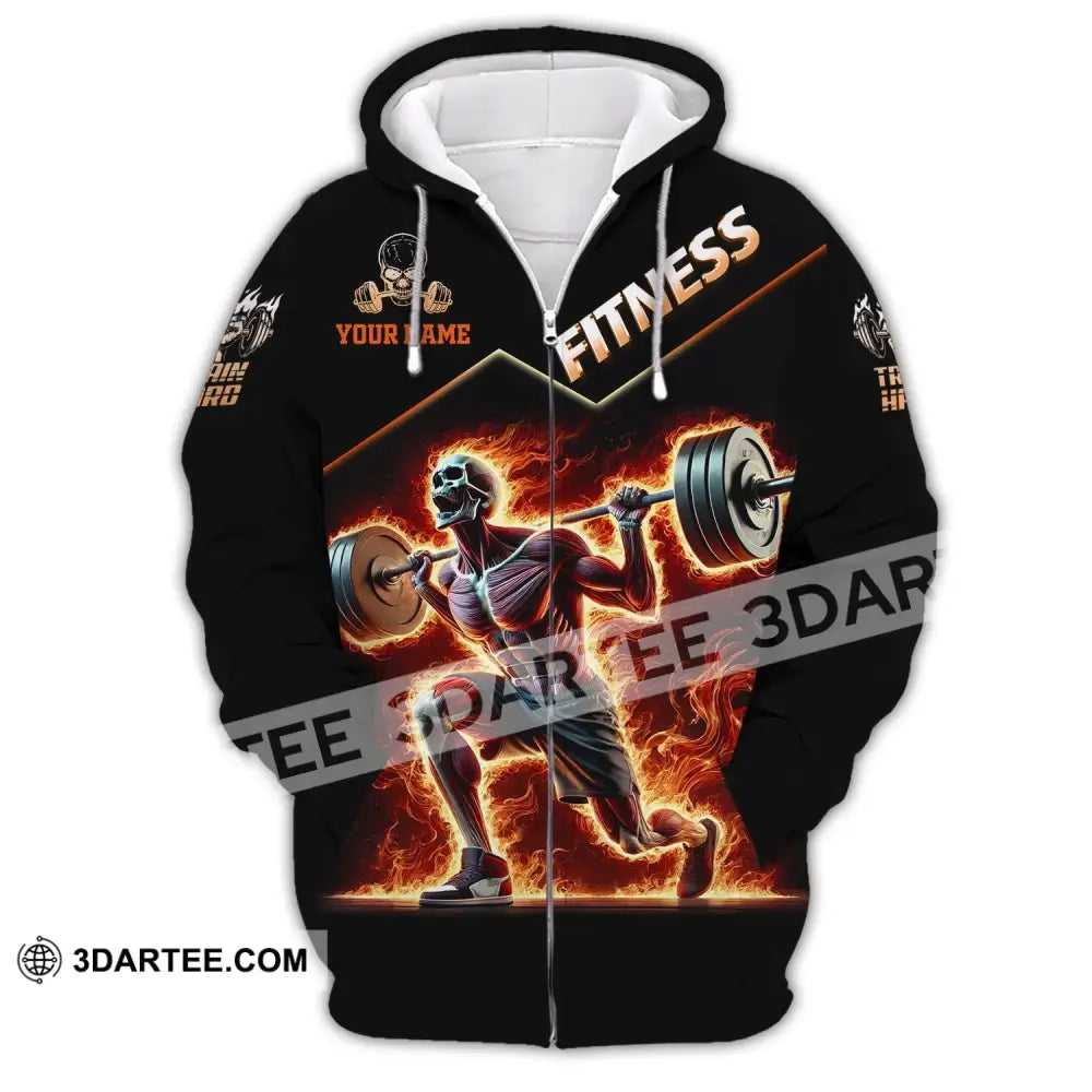 Unisex Shirt Custom Name Fitness Gym Lover Gift Zipper Hoodie / S T-Shirt