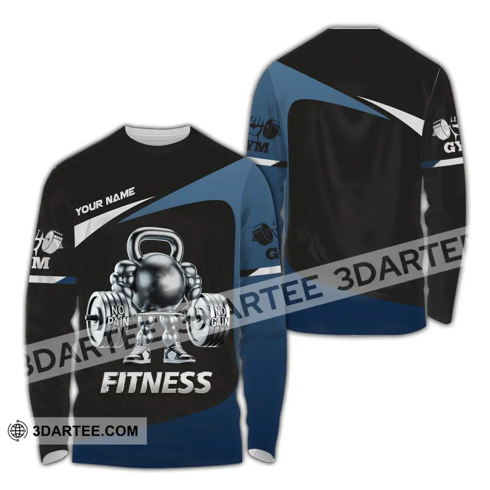 Unisex Shirt Custom Name Fitness Work Out Long Sleeve Gym / S T-Shirt