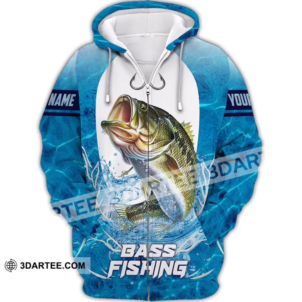 Unisex Shirt Custom Name For Bass Fishing Lover Hoodie Polo Long Sleeve Zipper / S T-Shirt