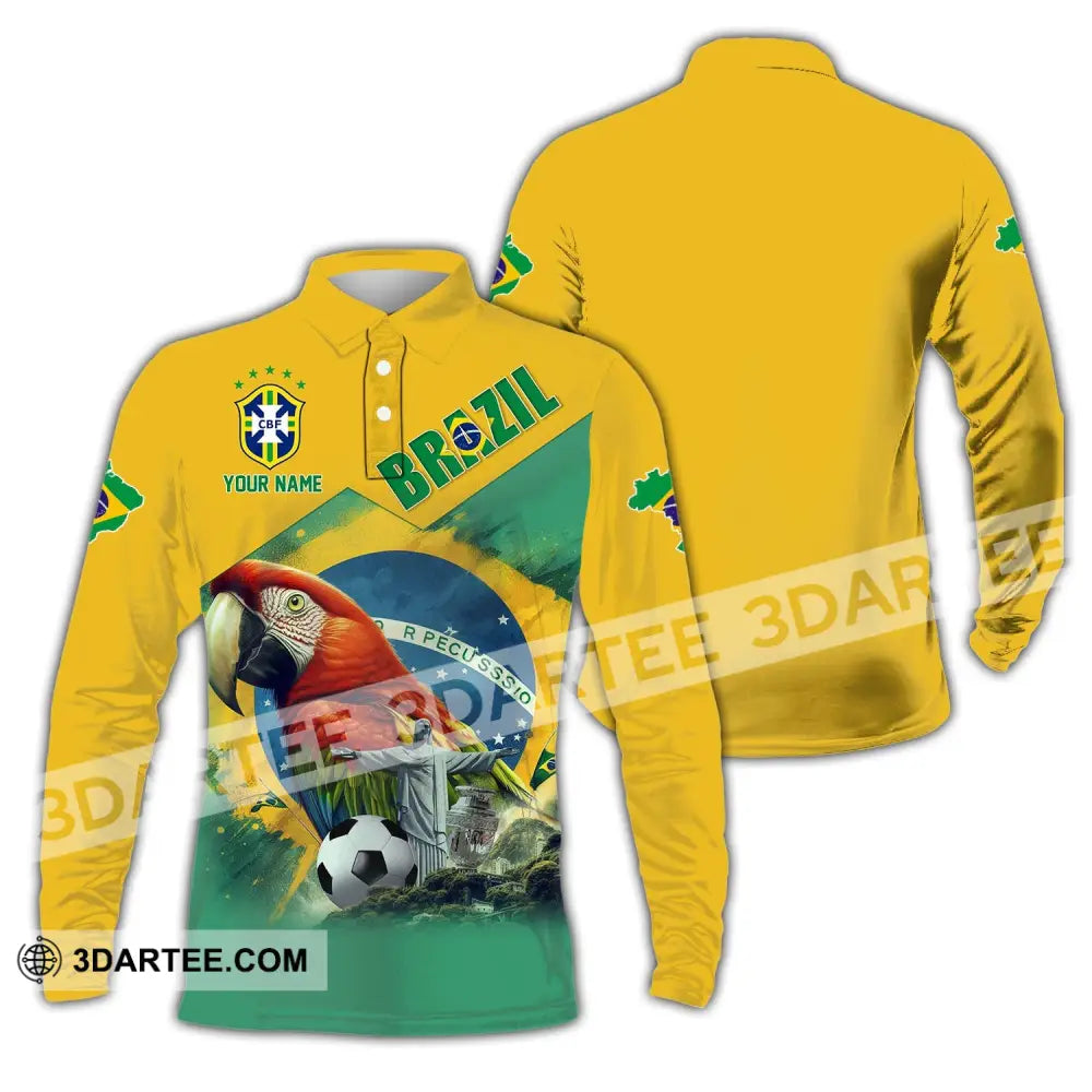 Unisex Shirt Custom Name For Brazil Hoodie Polo Long Sleeve / S T-Shirt