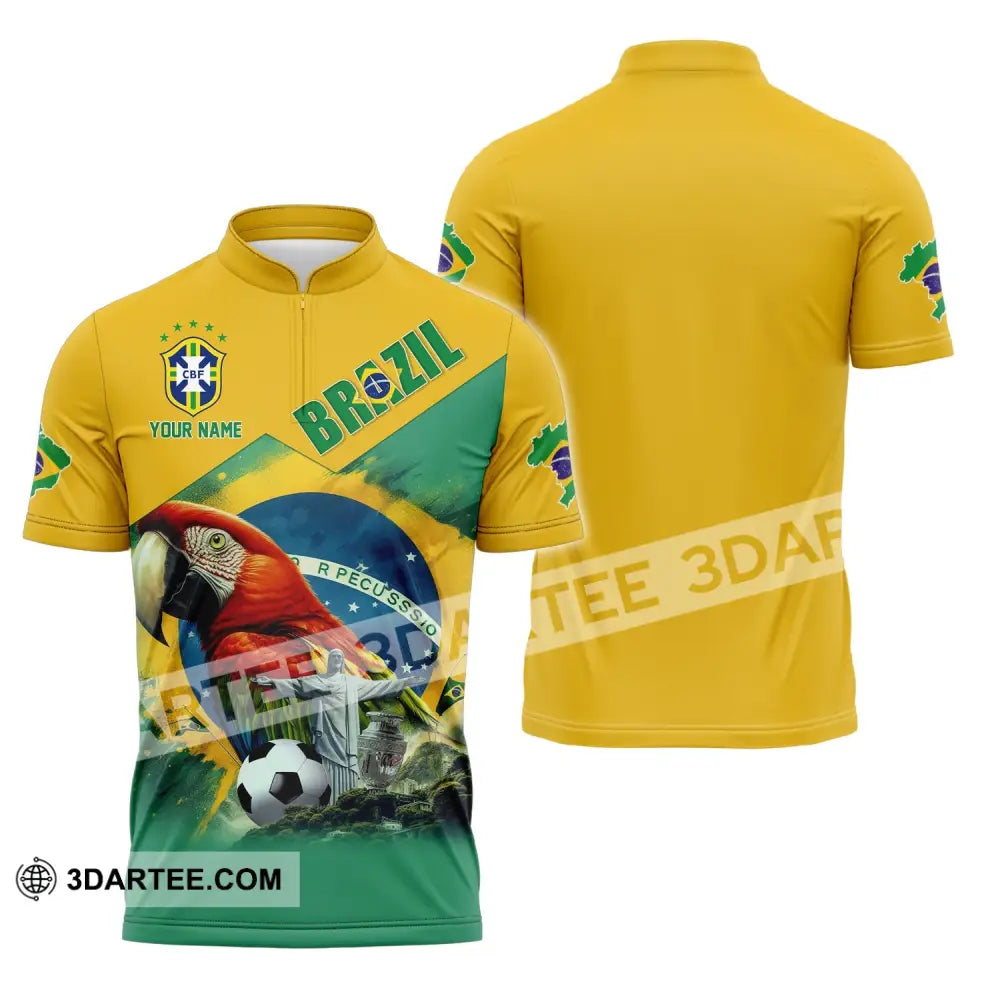 Unisex Shirt Custom Name For Brazil Hoodie Polo Long Sleeve Zipper / S T-Shirt